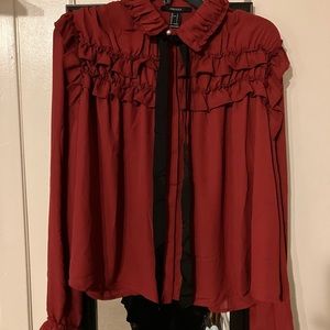 Forever 21 Frilly Red Blouse